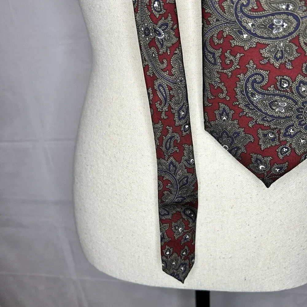 Christian Dior Monsieur Paisley Tie 100% Silk 59” X 4” USA Vintage